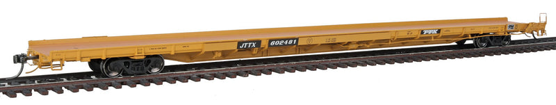 ACF F89-J 89' Flatcar w/Bulk/Pipe Riser Details - Ready to Run -- Trailer-Train JTTX #602481 (yellow, black; TTX Logo)