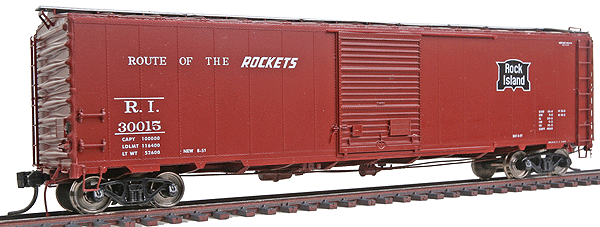 50' Single 8' Door Boxcar Assembled w/Kadee(R) #5 Couplers & Metal Wheelsets -- Rock Island #30015