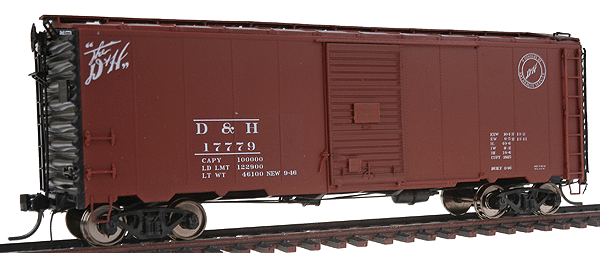 40' Boxcar w/6' Door Assembled w/Kadee(R) #5 Couplers & Metal Wheelsets -- Delaware & Hudson #17779