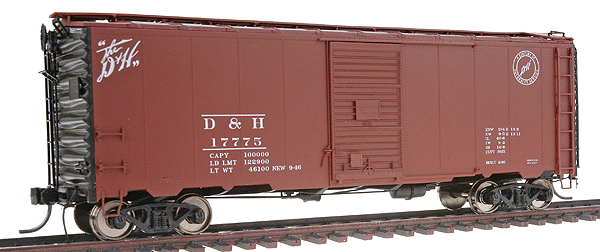 40' Boxcar w/6' Door Assembled w/Kadee(R) #5 Couplers & Metal Wheelsets -- Delaware & Hudson #17775