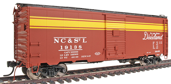 40' Single Door Boxcar, 6' Door, Riveted Sides - Assembled -- Nashville Chattanooga & St Louis #2 "Dixieland"