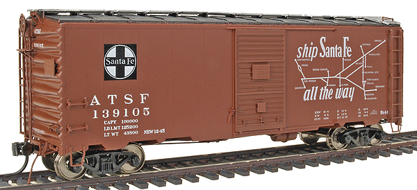 Blueprint Series 40' AAR Postwar Boxcar w/6' Door, Assembled -- Atchison, Topeka & Santa Fe #4 Class Bx44 (Mineral Brown)