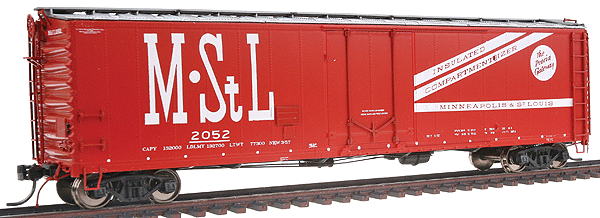 50' Plug Door Boxcar Assembled w/Kadee(R) #5 Couplers & Metal Wheelsets -- Minneapolis & St. Louis #2052