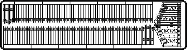 6' Type B Tall Spear Point Fence with Large Ornate Gates -- 12-14" of Fencing (Photo-Etched .010 Brass)