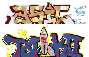 Modern "Tagger" Graffiti Decals -- Set #33 Asic/Tako