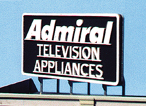 Laser-Cut Wood Billboard Kits - Large for HO, S & O -- Admiral Television Appliances 3-1/2 x 2" 8.7 x 5cm