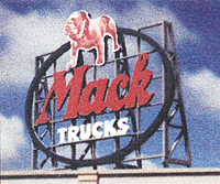 Laser-Cut Wood Billboard Kits - Large for HO, S & O -- Mack Trucks (Bulldog & Script Name Logo) 3-1/2 x 3-1/8" 8.7 x 7.8cm