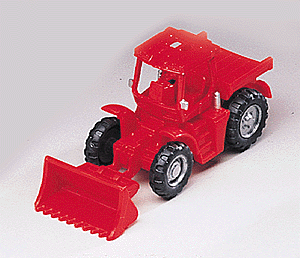 Farm Machinery - 4x4 Tractor w/End Loader & Flatbed -- Red