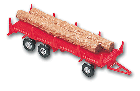 Logging Equipment - 3-Axle Trailer w/Log Load -- Red