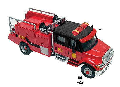 American Trucks - International(R) 7000 2-Axle Crew Cab Brush Truck -- Red Cab w/Black Roof; Red Body