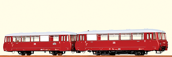 Class (LVT) VT 2.09 Diesel Railcar & Trailer - Standard DC -- German State Railway DR #VT 2.09.208 VS 2.09.208 (Era III, red, silver)