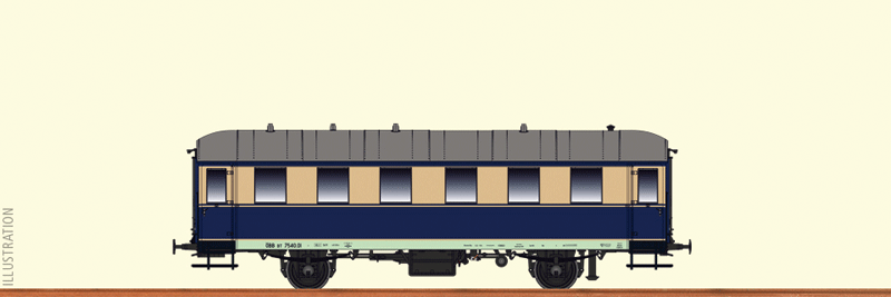 Type Civ-34 Coach - Ready to Run -- Austrian Federal Railway OBB #7540.01 (Era III, blue, beige, silver)