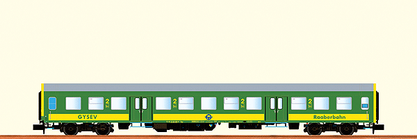 Type Byz 2nd Class Coach - Ready to Run -- Raaberbahn GYSEV Hungary #51 43 21-30 015-4 (Era V, Regio, red, white, gray)