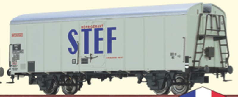 Type UIC Standard 1 Refrigerator Car - Ready to Run -- STEF SNCF #11 87 082 7068-1 P (Era III, ivory, blue, Billboard French Letter