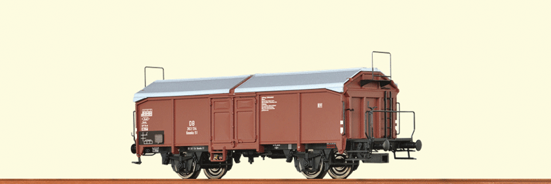 Type Kmmks Sliding-Roof Steel Covered Gondola - Ready to Run -- German Federal Railroad DB #363 134 (Era III, Boxcar Red)