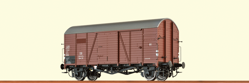 Type Gms 30 Oppeln Wood Boxcar - Ready to Run -- German Federal Railroad DB #220 574 (Era III, Boxcar Red, gray)-1