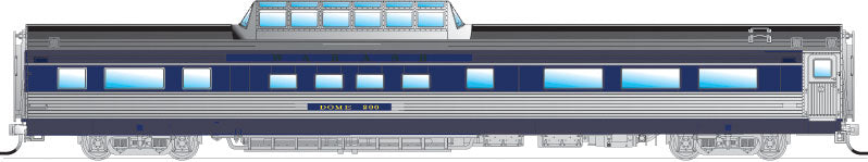 Budd Dome-Coach - Ready to Run - Wabash Bluebird -- Wabash #200 (silver, blue)