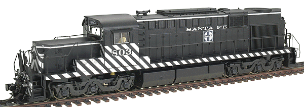 Diesel Alco RSD-15, Low Hood, Powered w/Sound -- Santa Fe #803 ("Zebra Stripes")
