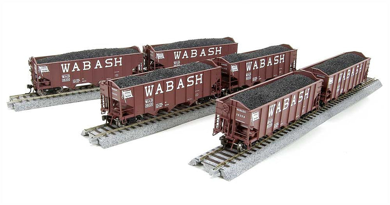 Class H2a 3-Bay Hopper 6-Pack - Ready to Run -- Wabash Set B (Boxcar Red, Billboard Lettering, Flag Logo)