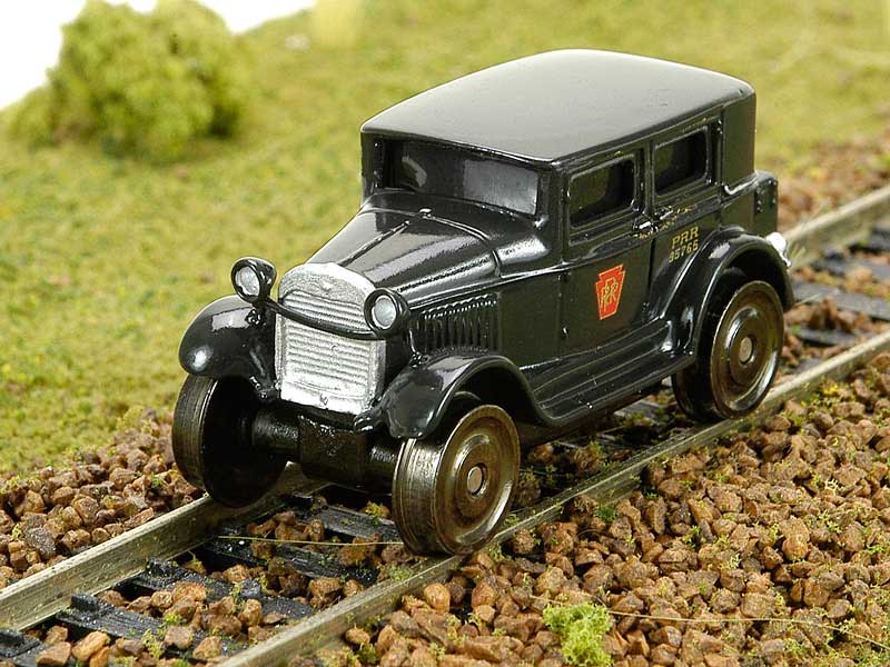 1929 Track Inspection Sedan w/Railroad Wheels - DCC Equipped -- Pennsylvania Railroad (Brunswick Green)