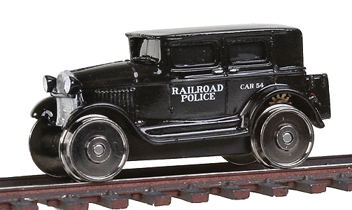 1929 Track Inspection Sedan w/Railroad Wheels - DCC Equipped -- Railroad Police (black)