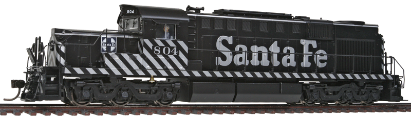 Alco RSD15 Low Nose w/Sound & DCC - Paragon2(TM) -- Santa Fe #804 (Zebra Stripes, black, silver, Billboard Lettering)
