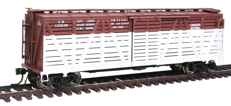 PRR K7 Stock Car w/Cattle Sound - Paragon2(TM) -- Canadian National (Boxcar Red, white)-1