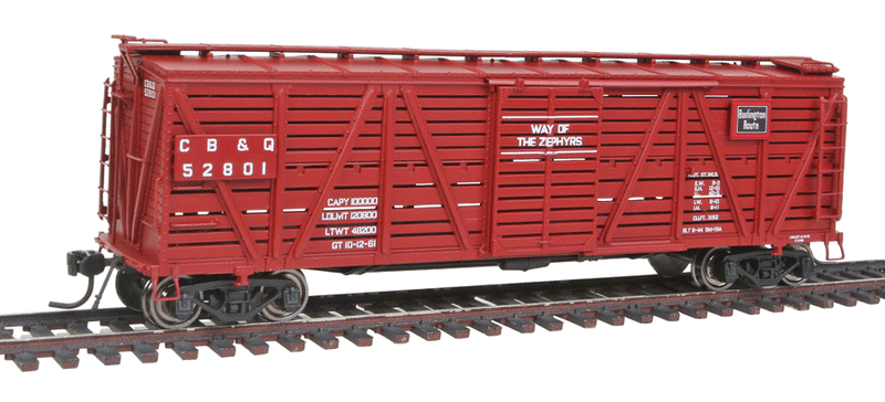 PRR K7 Stock Car 4-Pack No Sound - Paragon2(TM) -- Chicago, Burlington & Quincy (red, white)-1