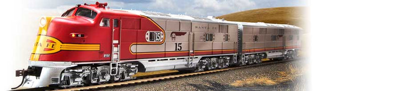 EMD E6 Powered A-Unpowered B Set w/Sound & DCC - Paragon2(TM) -- Santa Fe #15L, 15A (Warbonnet, silver, red)