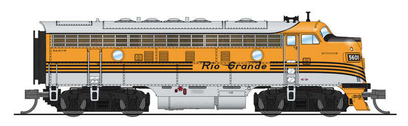 EMD F7A Phase I w/Sound & DCC - Paragon3 -- Denver & Rio Grande Western #5604 (5-Stripe, silver, Aspen Gold)