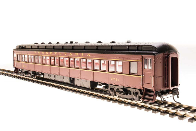 PRR Class P70R Heavyweight Coach with Ice Air Conditioning - Ready to Run -- Pennsylvania Railroad 3477 (Tuscan, black, buff lettering)