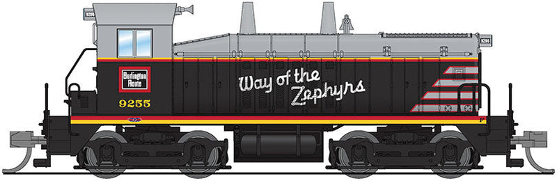 EMD SW7 - Sound and DCC - Paragon3 -- Chicago, Burlington & Quincy 9255 (black, gray, red, yellow)
