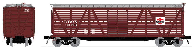 PRR K7 Stock Car 4-Pack (No Sound) - Ready to Run -- Dubuque Packing Company DBQX (Boxcar Red, silver)