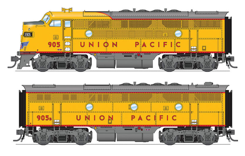 EMD F3 A-B Phase IIa Set w/Sound & DCC - Paragon3 -- Union Pacific #905, 905B (Armour Yellow, gray)