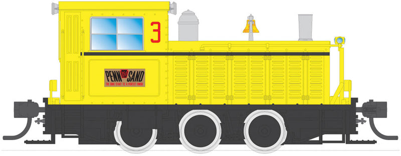 Plymouth WLG-8 35-Ton Switcher w/DCC -- Pennsylvania Glass & Sand Company #3 (yellow, black, red)