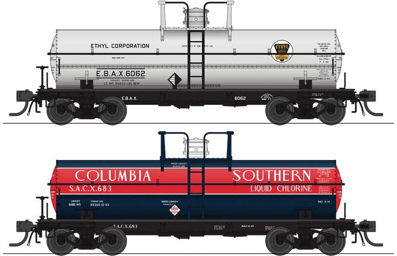6000-Gallon Tank Car 2-Pack - Ready to Run -- Variety Set E: Ethyl Corp 6068, Columbia Southern 681 (Late 1950s Schemes)