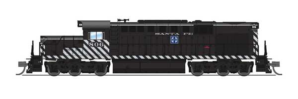 Alco RSD15 - Sound and DCC - Paragon4(TM) -- Santa Fe #806 (As-Delivered, Zebra Stripe; black, white)