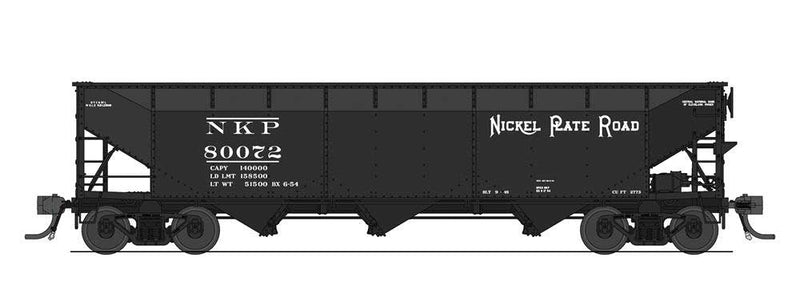 AAR 70-Ton 3-Bay Hopper w/Load - Ready to Run -- Nickel Plate #80767 (black, white)