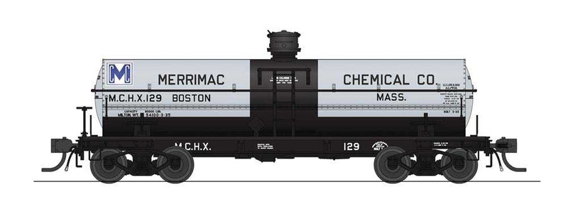 ACF Type 27/ICC-105 6,000-Gallon Tank Car 2-Pack - Ready to Run -- Merrimac MCMX #129, Brown Co. #1129 (1940s Schemes)-1
