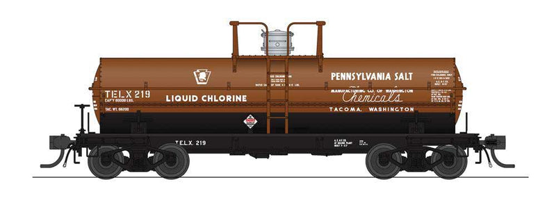ACF Type 27/ICC-105 6,000-Gallon Tank Car 2-Pack - Ready to Run -- Penn Salt #219, Solvay Process #8208 (Early 1950s Schemes)-1
