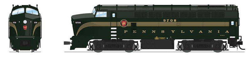 Class BF16 Baldwin RF16 Sharknose A-Unpowered B Set w/Sound & DCC - Paragon4(T -- Pennsylvania Railroad #9708, 9708B (Trainphone; 5-Stripe, Brunswick Green)-1
