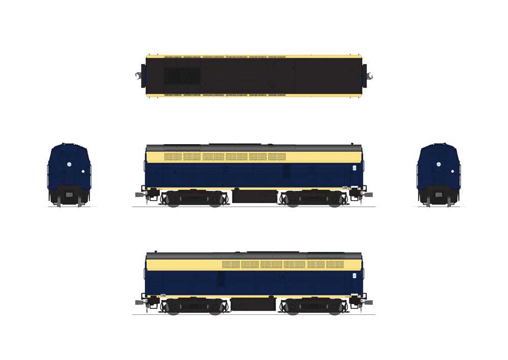 Baldwin RF16 Sharknose A-Unpowered B Set w/Sound & DCC - Paragon4(TM) -- Santa Fe #470, 470L (Fantasy Scheme, Cat Whisker, blue, yellow)-4
