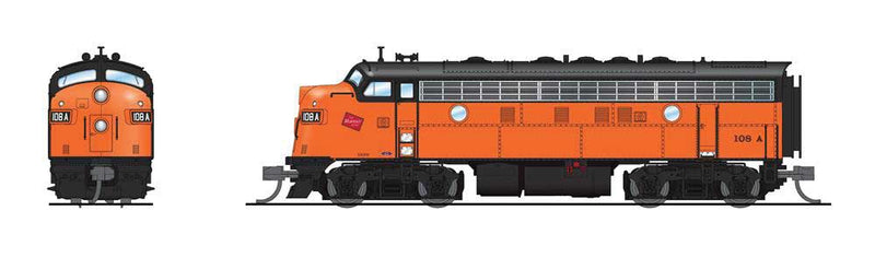 EMD F7A-Unpowered F7B Set - Sound and DCC - Paragon4 -- Milwaukee Road #108A, 111B (orange, black, TMR Cab Logo)-1