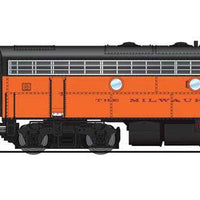 EMD F7A-Unpowered F7B Set - Sound and DCC - Paragon4 -- Milwaukee Road #108A, 111B (orange, black, TMR Cab Logo)