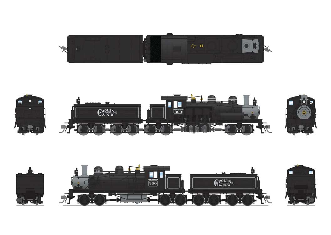 Class D 4-Truck Shay - Sound and DCC - Paragon4(TM) -- Carolina & Northwestern #300 (black, graphite)-2