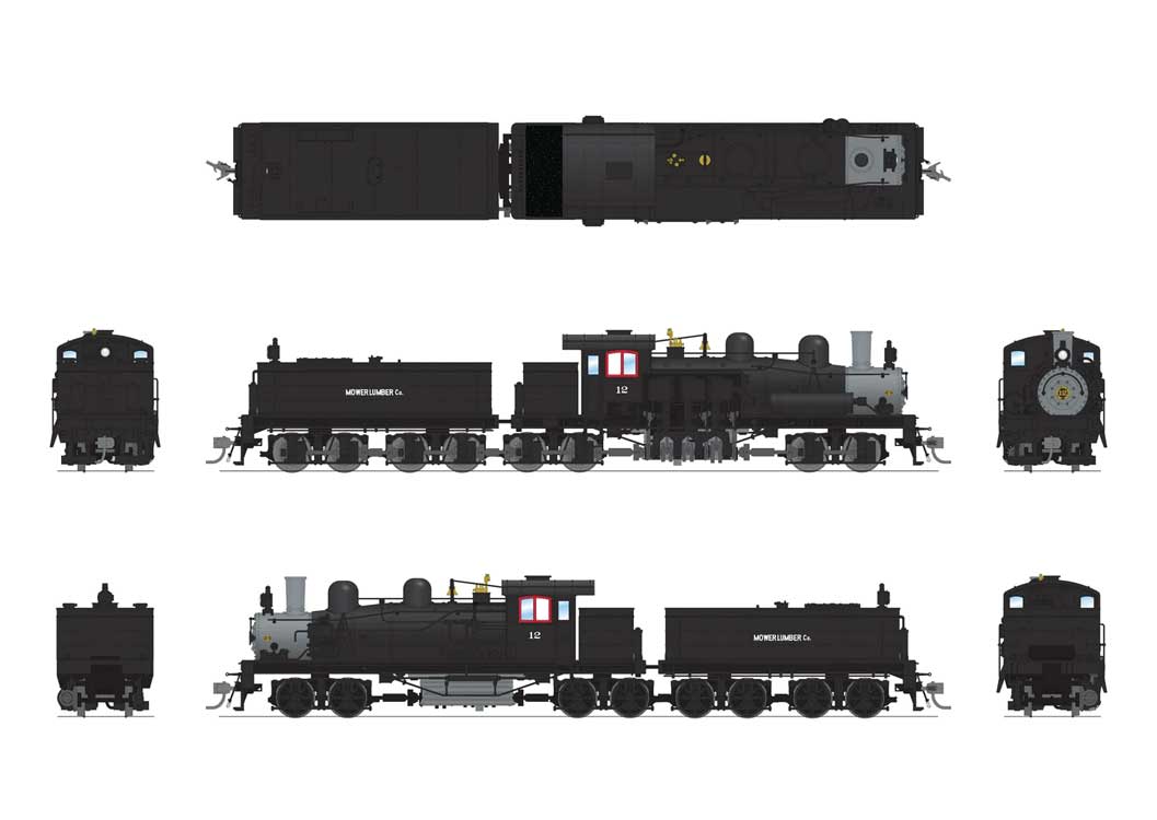 Class D 4-Truck Shay - Sound and DCC - Paragon4(TM) -- Mower Lumber Co. #12 (black, graphite)-2