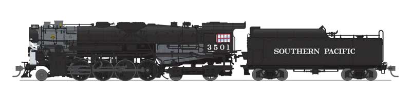 Class T1a 2-8-4 Berkshire Square Tender - Sound, DCC and Smoke - Paragon4(TM -- Southern Pacific #3501 (black, graphite, Large Lettering)-1
