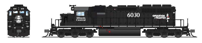 EMD SD40-2 Low-Nose - Sound and DCC - Paragon4(TM) -- Illinois Central #6257 (black, white, Operation Lifesaver)-1