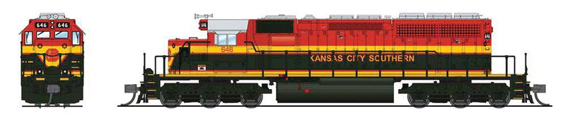 EMD SD40-2 Low-Nose - Sound and DCC - Paragon4(TM) -- Kansas City Southern #646 (Belle, red, black, yellow)-1