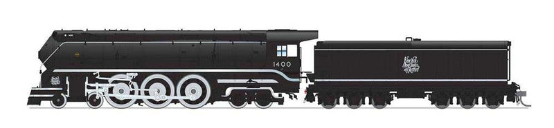 Class I-5 4-6-4 - Sstandard DC - Stealth Brass Hybrid -- New Haven #1400 (black, silver, Small Script Lettering)